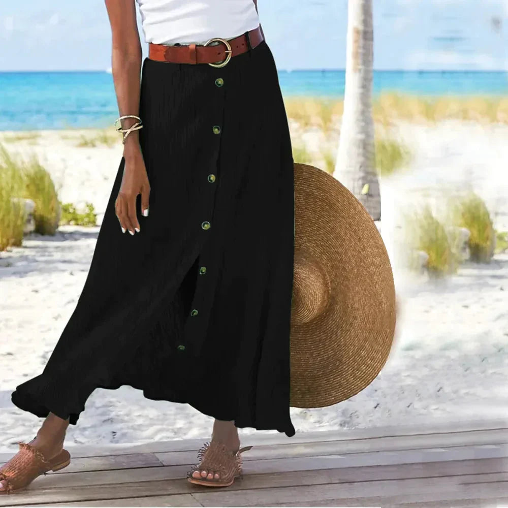Janet Mid Waist Long Skirt - Black / s - St Vesti | All Womens Skirts Leather Skirts And Maxi Skirts