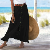 Janet Mid Waist Long Skirt - Black / s - St Vesti | All Womens Skirts Leather Skirts And Maxi Skirts
