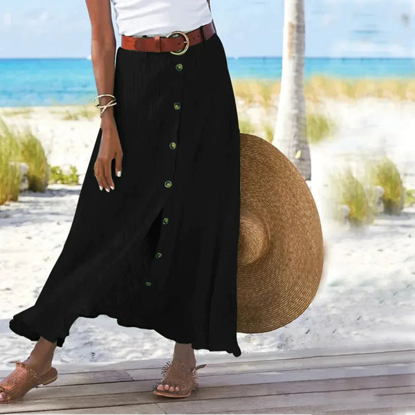 Janet Mid Waist Long Skirt - Black / s - St Vesti | All Womens Skirts Leather Skirts And Maxi Skirts