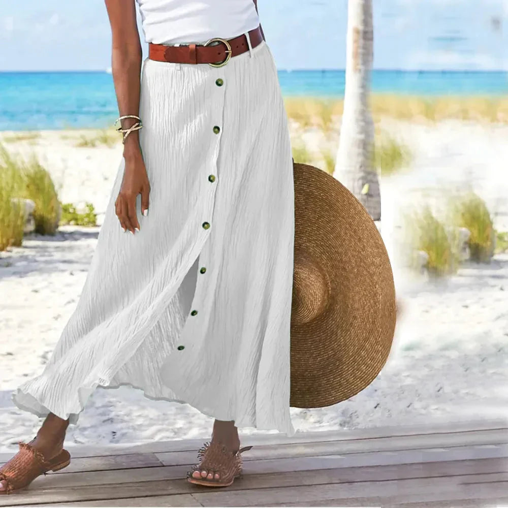 Janet Mid Waist Long Skirt - White / s - St Vesti | All Womens Skirts Leather Skirts And Maxi Skirts