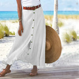 Janet Mid Waist Long Skirt - White / s - St Vesti | All Womens Skirts Leather Skirts And Maxi Skirts