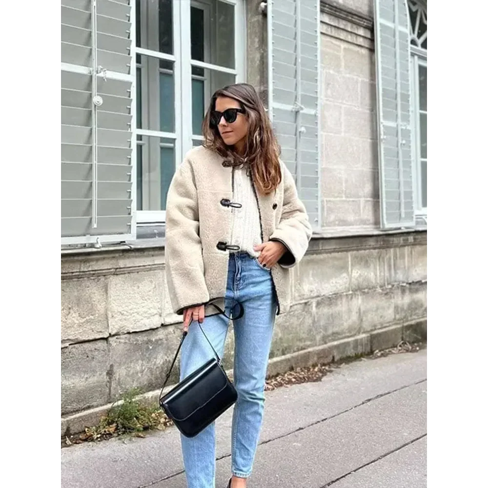 Jenny Faux Fur Coat In Apricot - St Vesti | Coats & Jackets