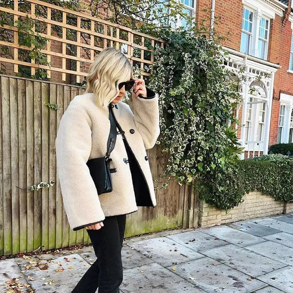 Jenny Faux Fur Coat In Apricot - St Vesti | Coats & Jackets