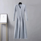 Jesse Knit V-neck Midi Dress - Grey / One Size - St Vesti | All Dresses - Cocktail Dresses Formal Dresses + More.