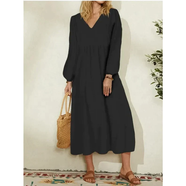 Jessy Cotton Lantern Sleeve Midi Dress - Black / m - St Vesti | All Dresses - Cocktail Dresses Formal Dresses + More.