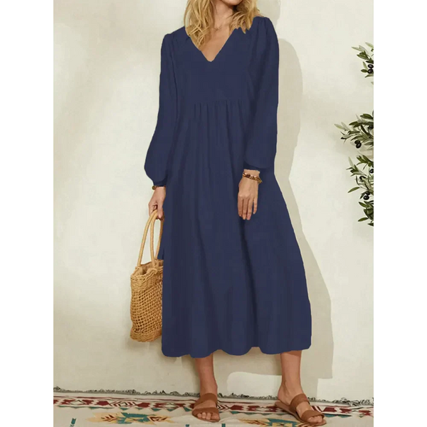 Jessy Cotton Lantern Sleeve Midi Dress - Blue / m - St Vesti | All Dresses - Cocktail Dresses Formal Dresses + More.