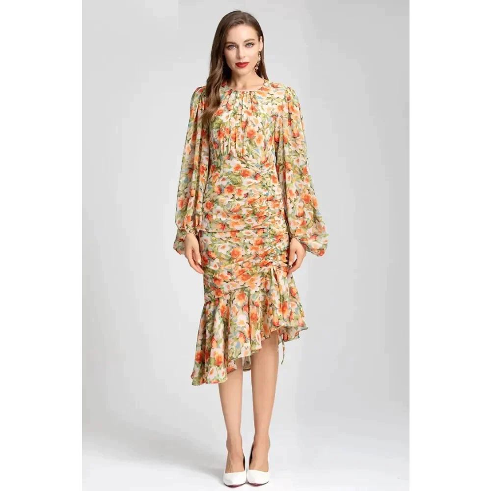 Joy The Mermaid Lantern Midi Dress - Yellow / m - St Vesti | All Dresses - Cocktail Dresses Formal Dresses + More.