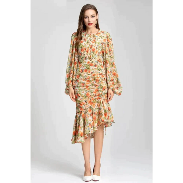 Joy The Mermaid Lantern Midi Dress - Yellow / m - St Vesti | All Dresses - Cocktail Dresses Formal Dresses + More.