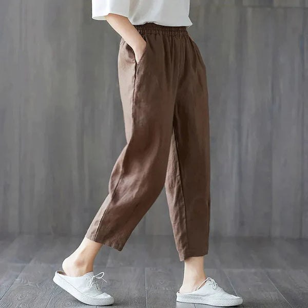 Julia Cropped Trousers - Brown / m - St Vesti
