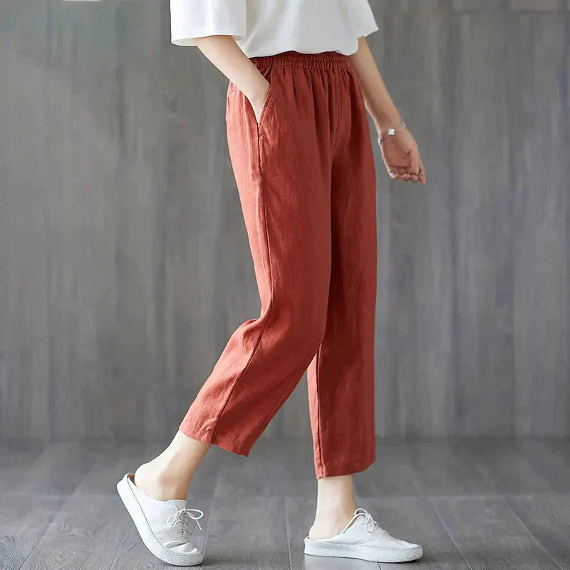 Julia Cropped Trousers - Orange / m - St Vesti