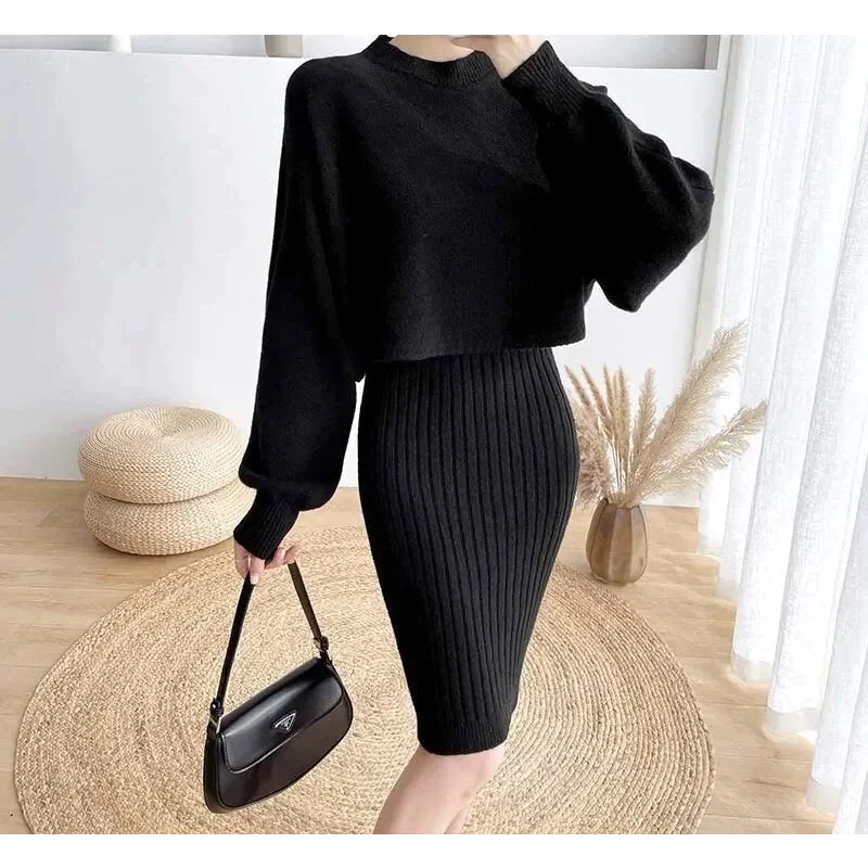 Julie Two Piece Knit Dress - Black / s - St Vesti | All Dresses - Cocktail Dresses Formal Dresses + More.