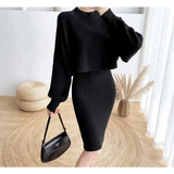 Julie Two Piece Knit Dress - Black / s - St Vesti | All Dresses - Cocktail Dresses Formal Dresses + More.