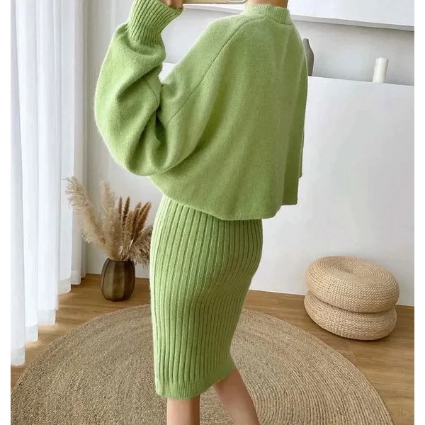 Julie Two Piece Knit Dress - Green / s - St Vesti | All Dresses - Cocktail Dresses Formal Dresses + More.