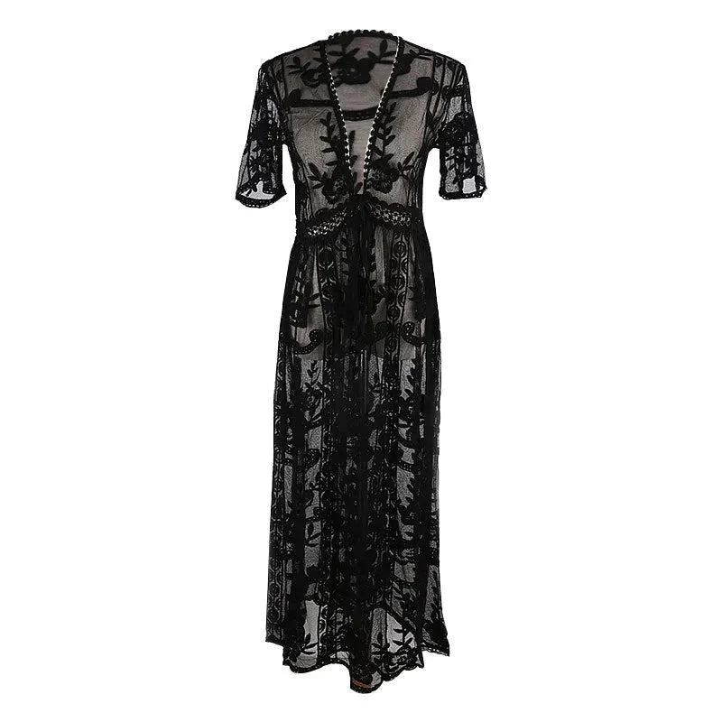 Lace Embroidered Cardigan In Black - Black / One Size - St Vesti | All Dresses - Cocktail Dresses Formal Dresses + More.