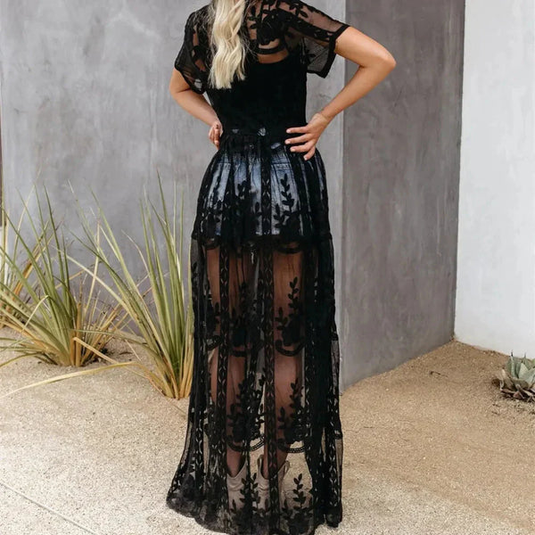 Lace Embroidered Cardigan In Black - Black / One Size - St Vesti | All Dresses - Cocktail Dresses Formal Dresses + More.