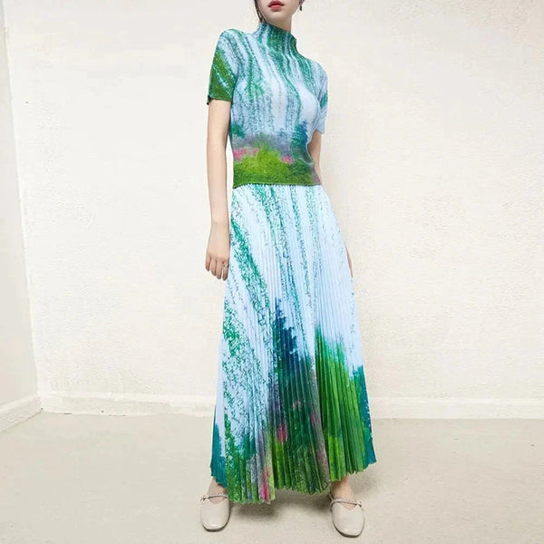 Layla Two Piece Top & Maxi Skirt Set - Green / s - St Vesti | All Dresses - Cocktail Dresses Formal Dresses + More.