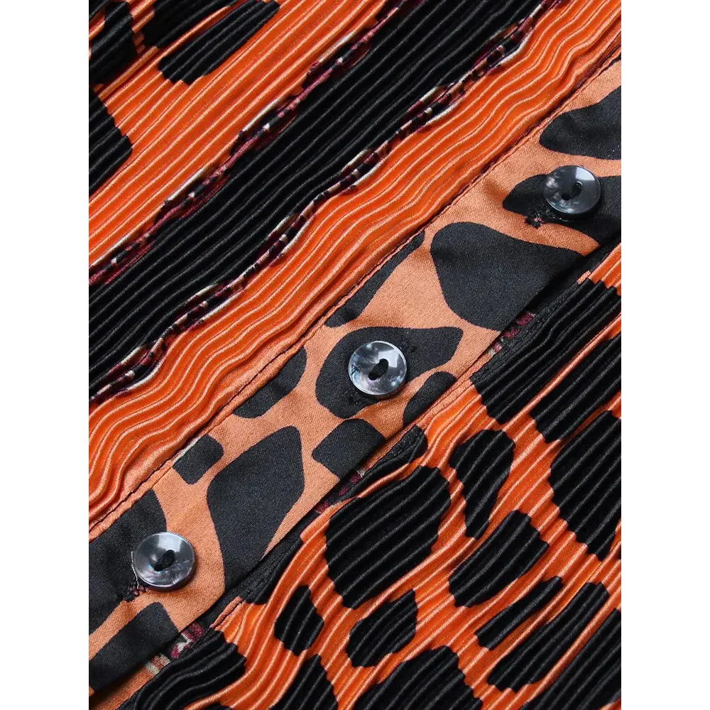 Leopard Loose Pleated Dress - Orange / One Size - St Vesti | All Dresses - Cocktail Dresses Formal Dresses + More.