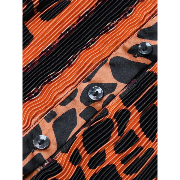 Leopard Loose Pleated Dress - Orange / One Size - St Vesti | All Dresses - Cocktail Dresses Formal Dresses + More.