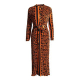 Leopard Loose Pleated Dress - Orange / One Size - St Vesti | All Dresses - Cocktail Dresses Formal Dresses + More.