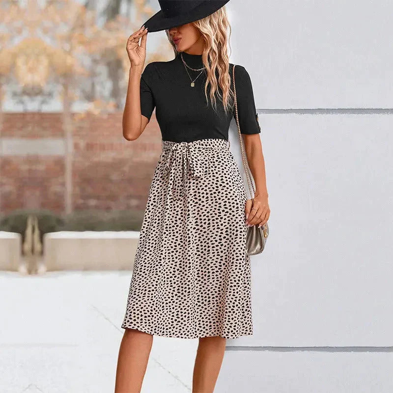 Leopard Print Short Sleeved Top & Skirt Set - St Vesti | All Womens Skirts Leather Skirts And Maxi Skirts
