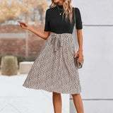 Leopard Print Short Sleeved Top & Skirt Set - Apricot / s - St Vesti | All Womens Skirts Leather Skirts And Maxi Skirts