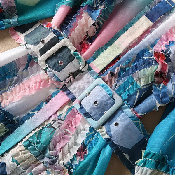 Light Blue Modern Edge Floral Maxi Dress - St Vesti | All Dresses - Cocktail Dresses Formal Dresses + More.