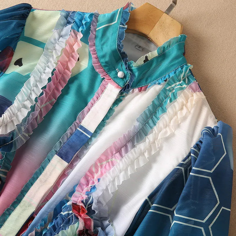 Light Blue Modern Edge Floral Maxi Dress - St Vesti | All Dresses - Cocktail Dresses Formal Dresses + More.