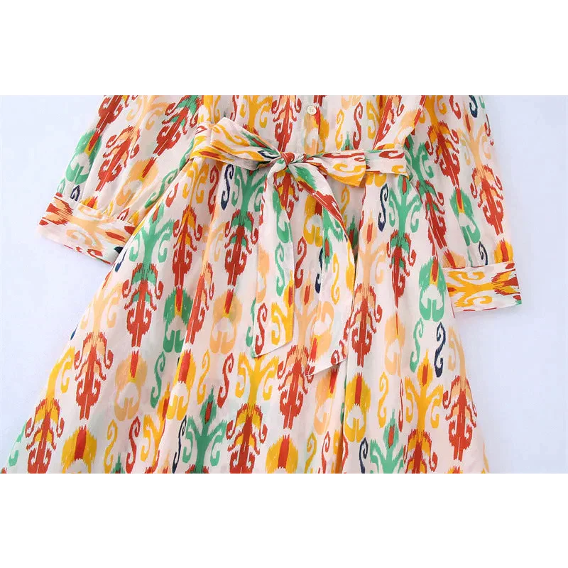 Light Retro Midi Dress With Belt - St Vesti | All Dresses - Cocktail Dresses Formal Dresses + More.