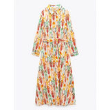 Light Retro Midi Dress With Belt - Yellow / Xs - St Vesti | All Dresses - Cocktail Dresses Formal Dresses + More.