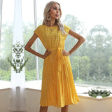 Lilian Polka Dot Midi Dress - Yellow / s - St Vesti | All Dresses - Cocktail Dresses Formal Dresses + More.