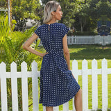 Lilian Polka Dot Midi Dress In Blue - St Vesti | All Dresses - Cocktail Dresses Formal Dresses + More.