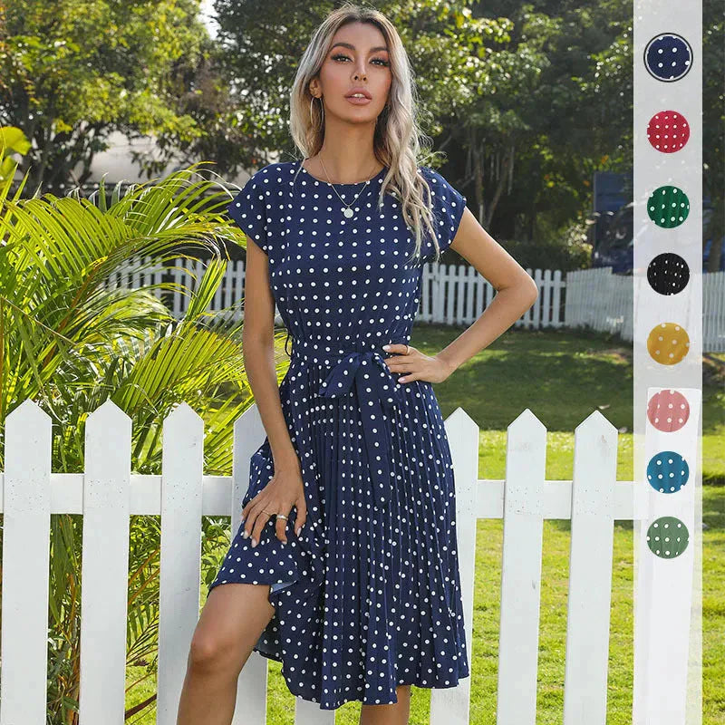 Lilian Polka Dot Midi Dress In Blue - St Vesti | All Dresses - Cocktail Dresses Formal Dresses + More.