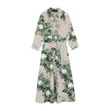 Lily Floral High Waist Maxi Dress In Green - Green / s - St Vesti | All Dresses - Cocktail Dresses Formal Dresses +