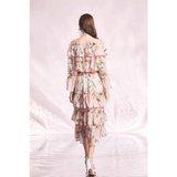 Lily Long Sleeve Flower Midi Dress In Pink - St Vesti | All Dresses - Cocktail Dresses Formal Dresses + More.