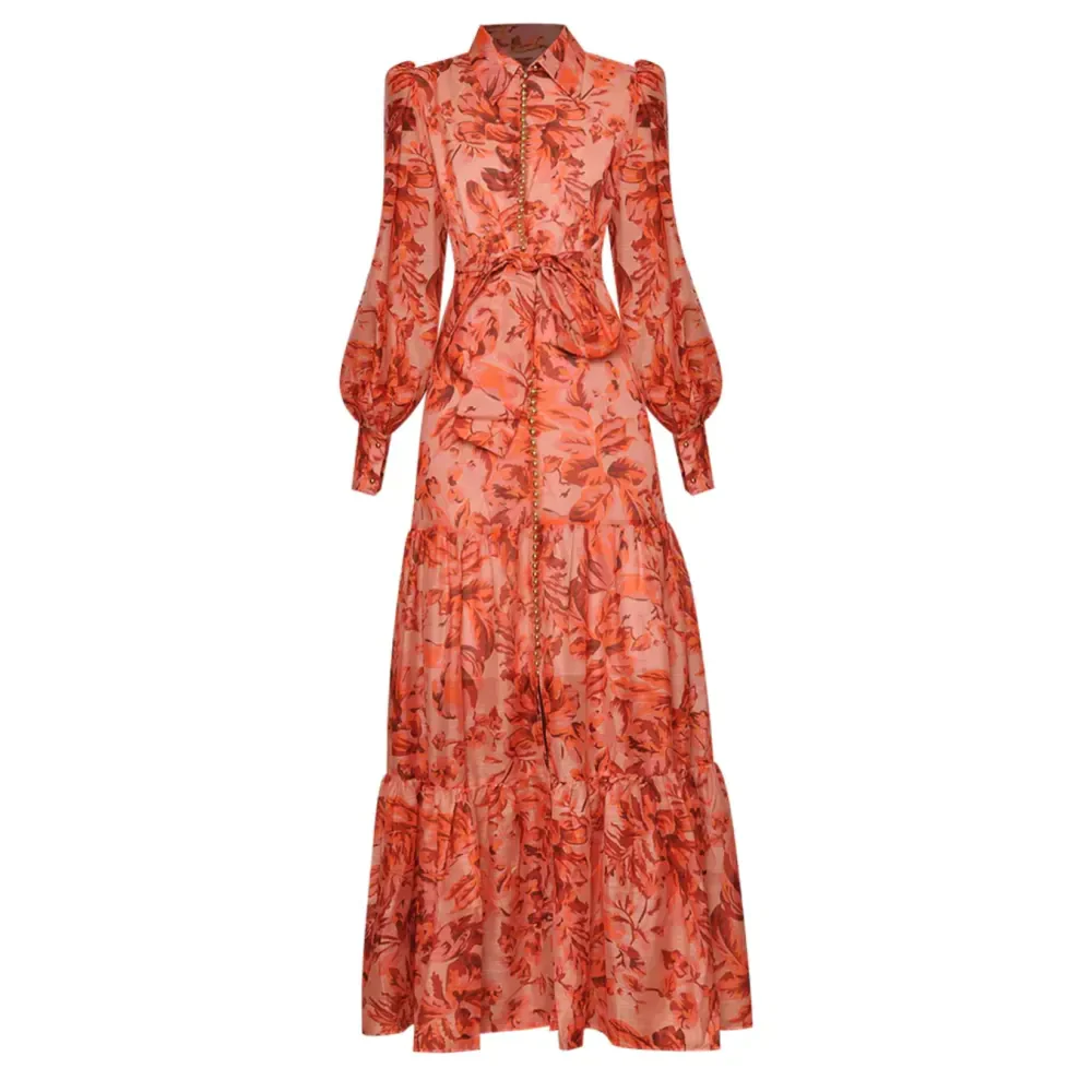 Lipstick Print Long Sleeve Maxi Dress - St Vesti | All Dresses - Cocktail Dresses Formal Dresses + More.