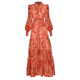 Lipstick Print Long Sleeve Maxi Dress - St Vesti | All Dresses - Cocktail Dresses Formal Dresses + More.