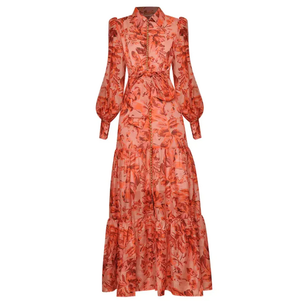 Lipstick Print Long Sleeve Maxi Dress - St Vesti | All Dresses - Cocktail Dresses Formal Dresses + More.