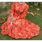 Lipstick Print Long Sleeve Maxi Dress - St Vesti | All Dresses - Cocktail Dresses Formal Dresses + More.