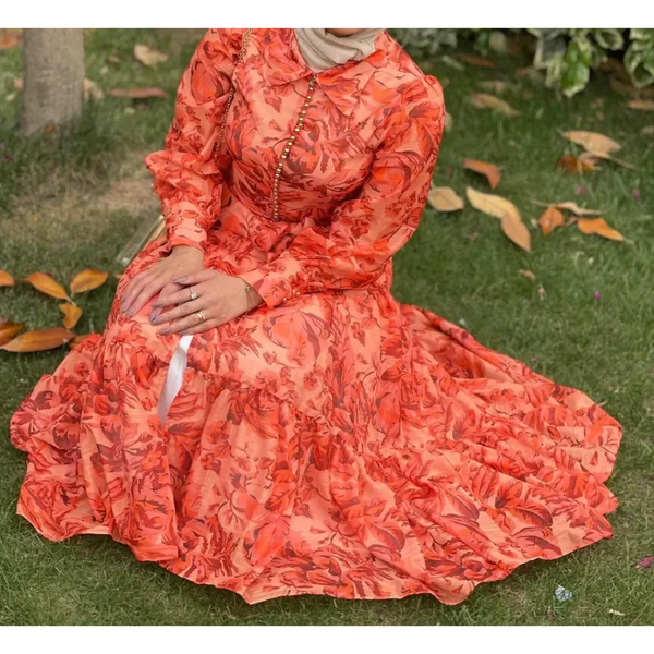 Lipstick Print Long Sleeve Maxi Dress - St Vesti | All Dresses - Cocktail Dresses Formal Dresses + More.