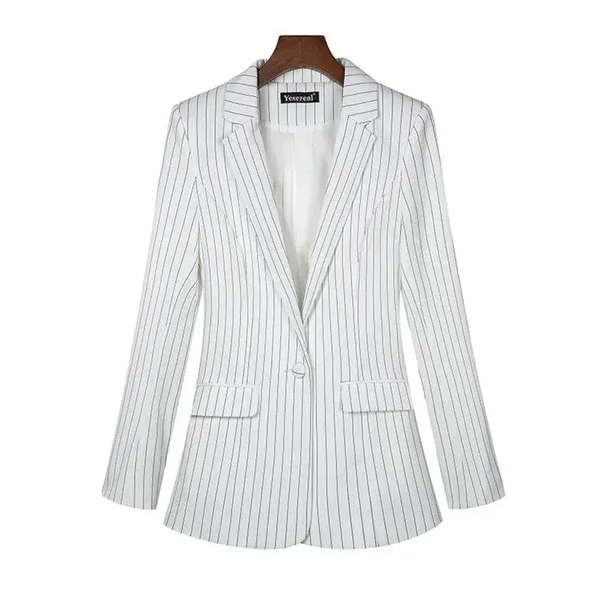 Long Sleeve Professional Casual Suit Women - White Stripes / 2xl - St Vesti | Blazers & Cardigans