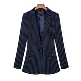 Long Sleeve Professional Casual Suit Women - Navy Blue Stripes / 2xl - St Vesti | Blazers & Cardigans