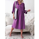 Loose Button Midi Dress - Purple / l - St Vesti