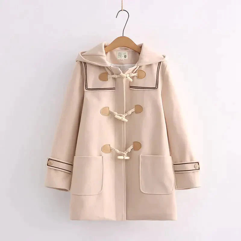 Loose Fitting Jacket With Cute Hood - Apricot / l - St Vesti