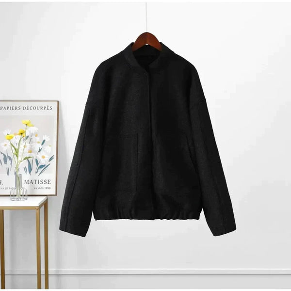 Louisa Bomber Jacket In Black - Black / s - St Vesti | Coats & Jackets