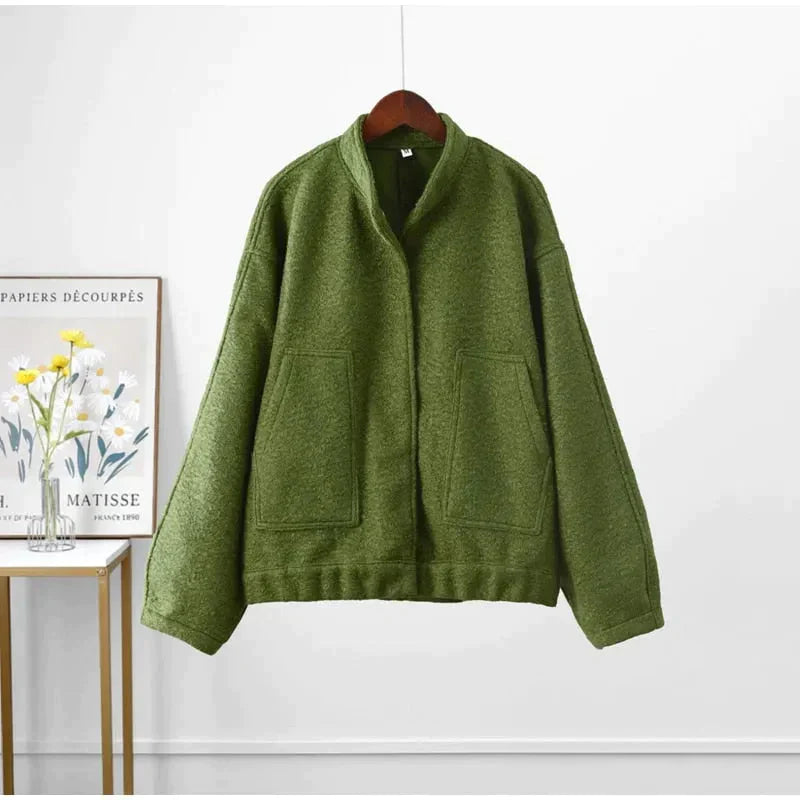 Louisa Bomber Jacket In Green - Green / s - St Vesti | Coats & Jackets