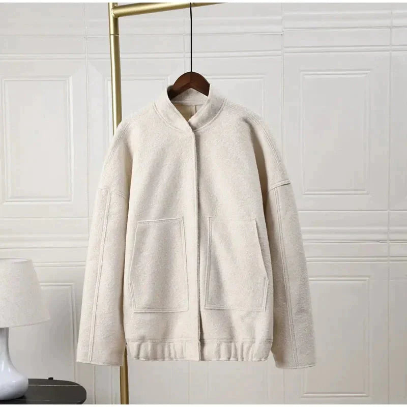 Louisa Bomber Jacket In White - White / s - St Vesti | Coats & Jackets