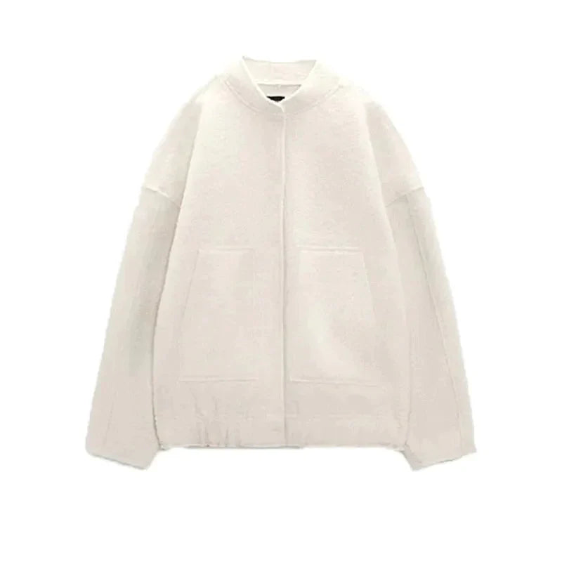 Louisa Bomber Jacket In White - St Vesti | Coats & Jackets