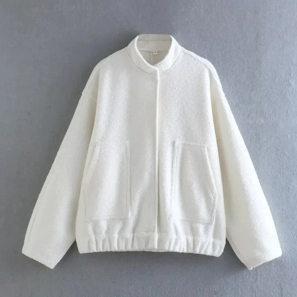 Louisa Bomber Jacket In White - St Vesti | Coats & Jackets