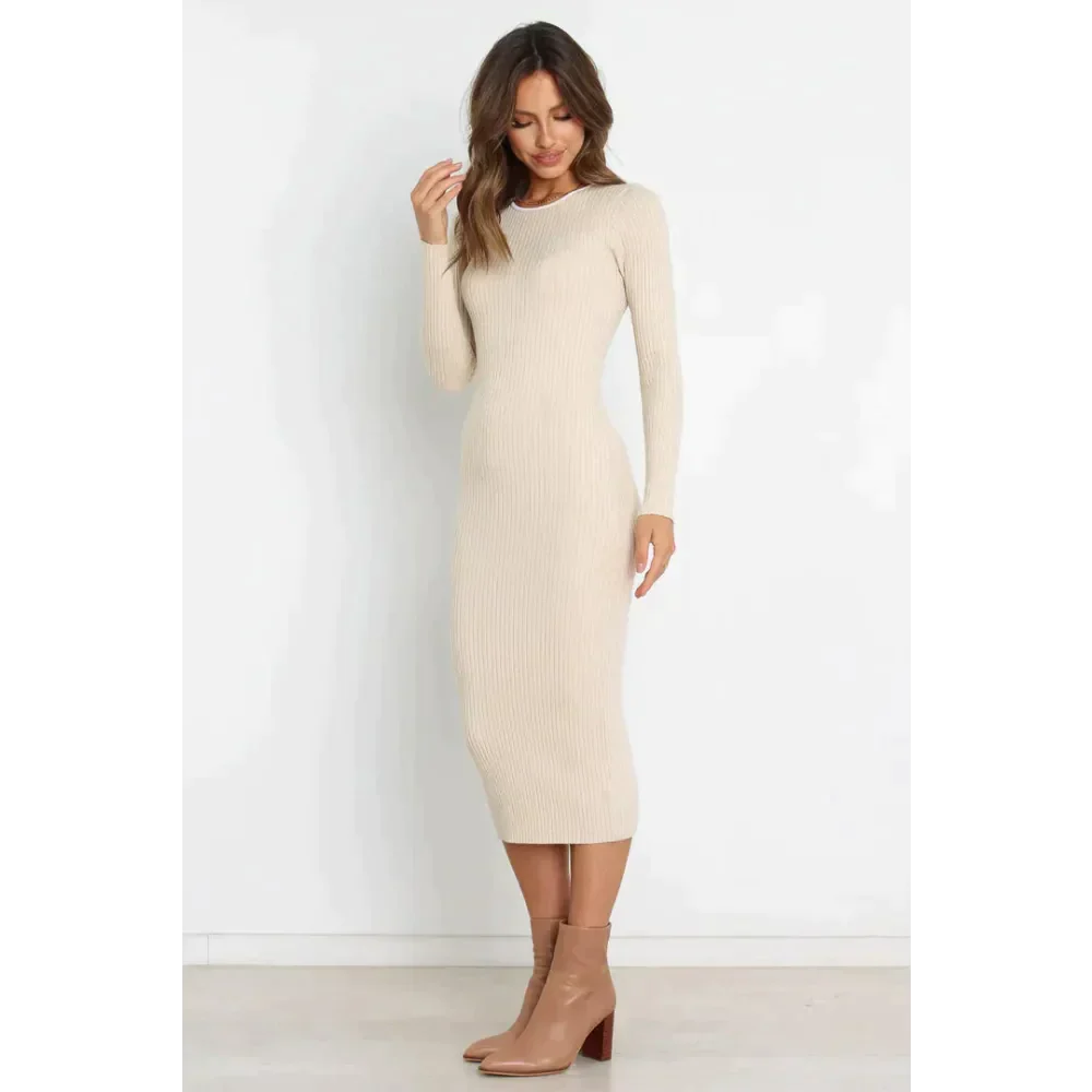 Lucy Knit Midi Dress In Apricot - Apricot / s - St Vesti | All Dresses - Cocktail Dresses Formal Dresses + More.