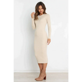 Lucy Knit Midi Dress In Apricot - Apricot / s - St Vesti | All Dresses - Cocktail Dresses Formal Dresses + More.